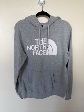 THE NORTH FACE Grey & White Logo Hooded Hoodie Sweatshirt